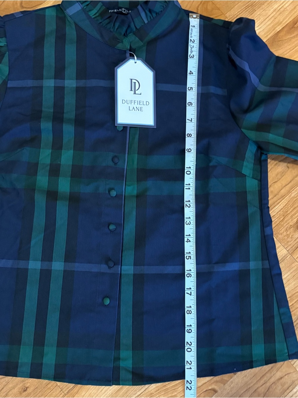 Duffield Lane Women's MILLER TOP NAVY PLAID ruffle collar Size S NWT MSRP $197 - Picture 13 of 14